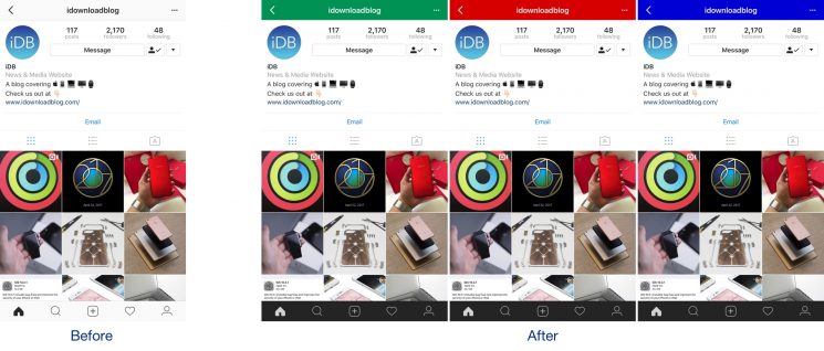 Colorize your Instagram app's user interface with InstagramUICustomizer