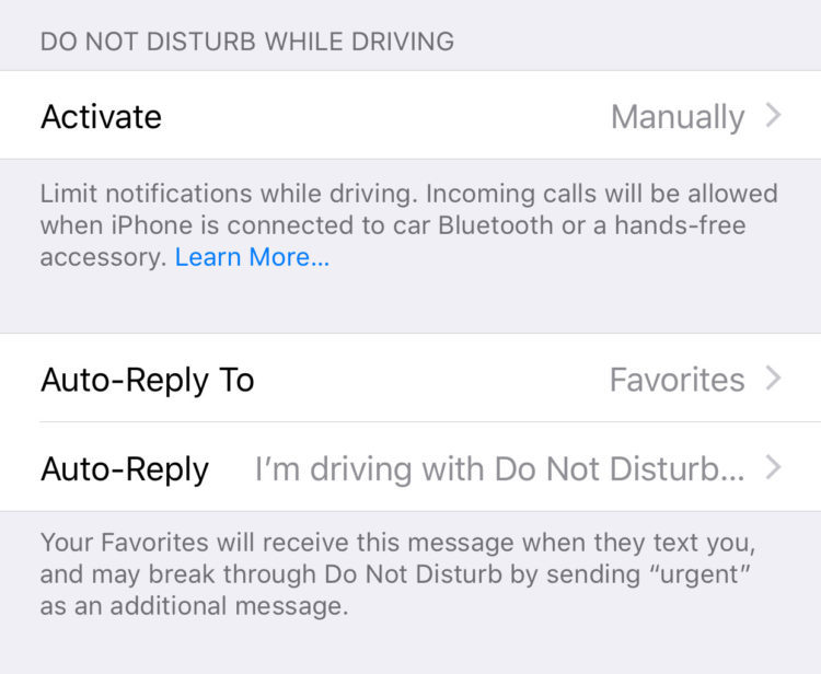 activate do not disturb while driving