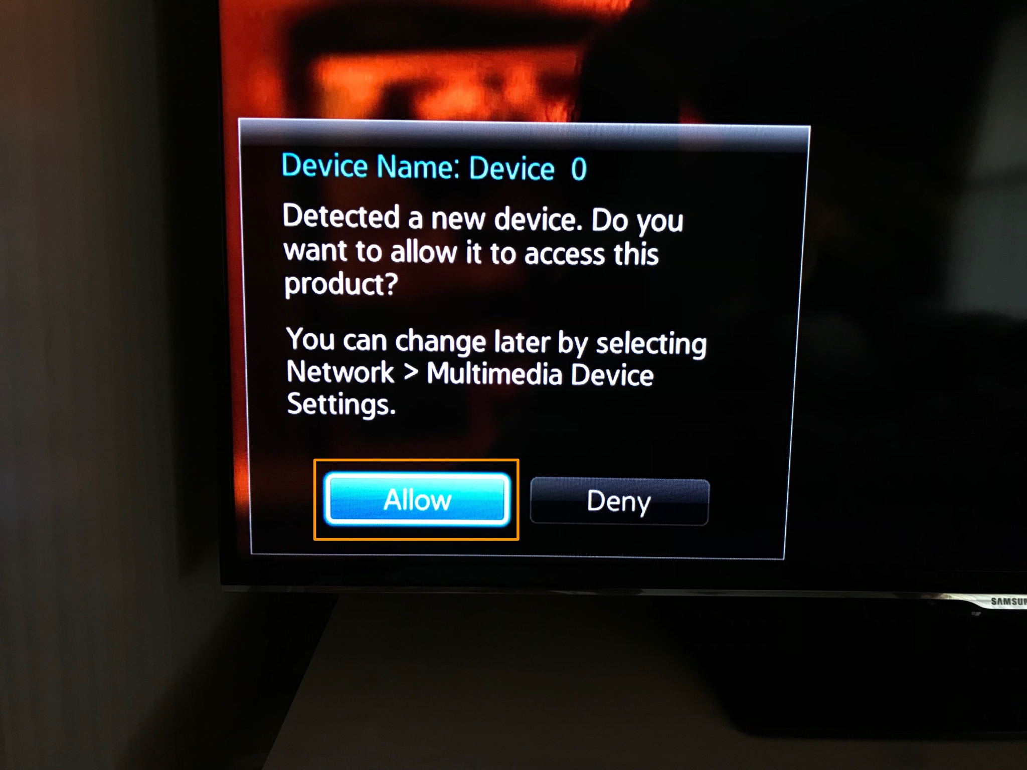 Allow mirroring of iPhone to Samsung TV