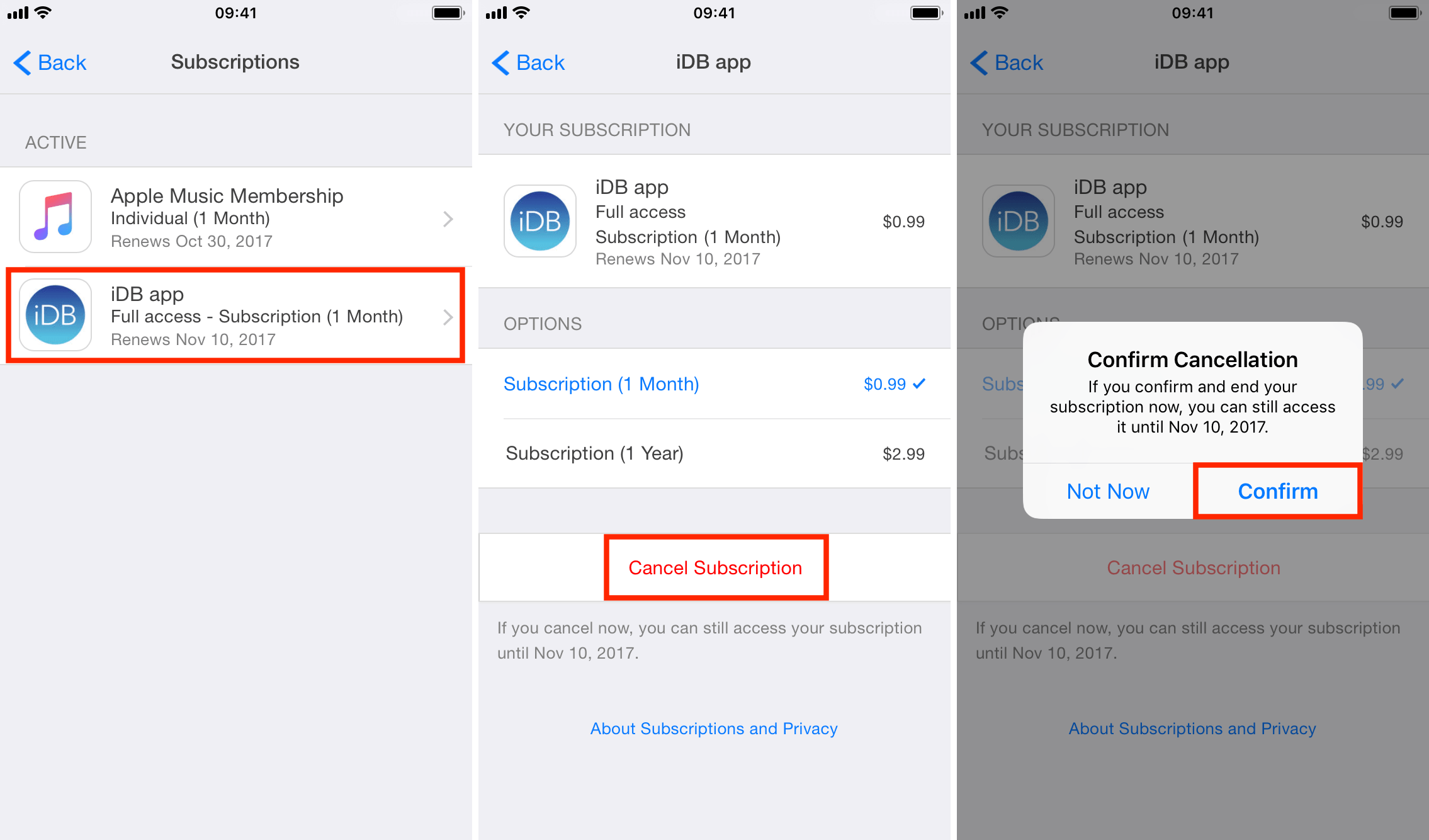 cancel App Store subscriptions for specific apps
