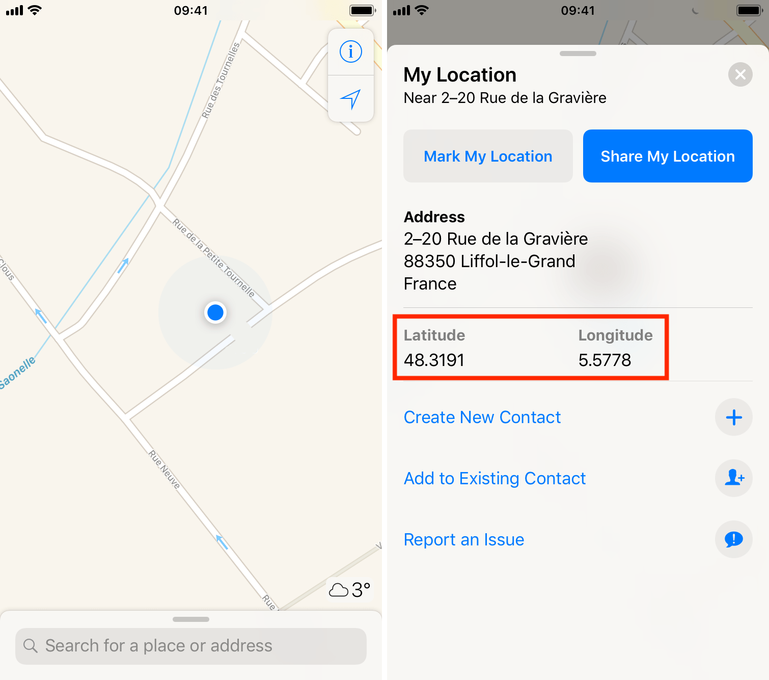 GPS coordinates on iPhone