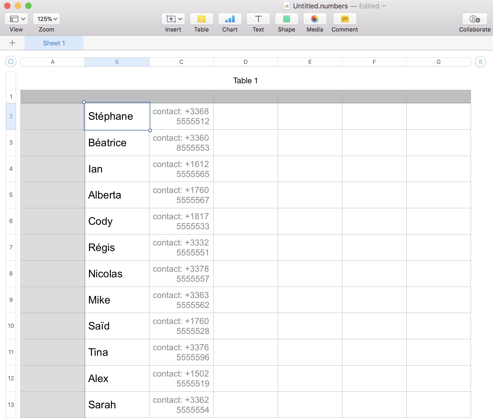 how to export Facebook contacts - Paste Facebook contacts in spreadsheet