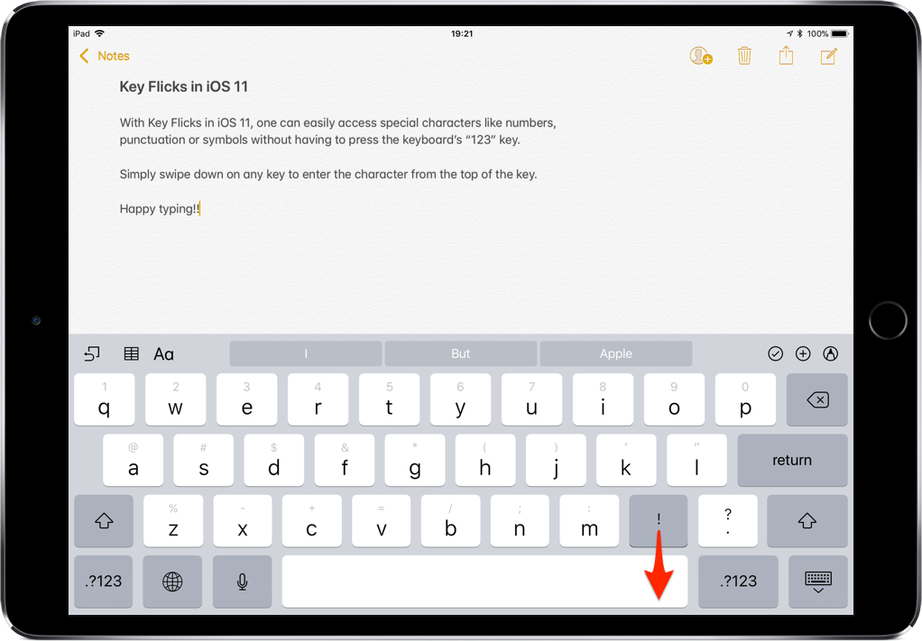 Type faster with Key Flicks on iPad