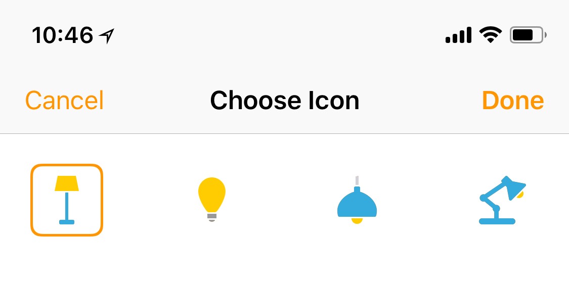Choose light icon for HomeKit
