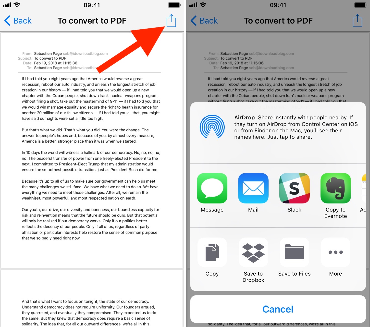 how to save documents from email on ipad