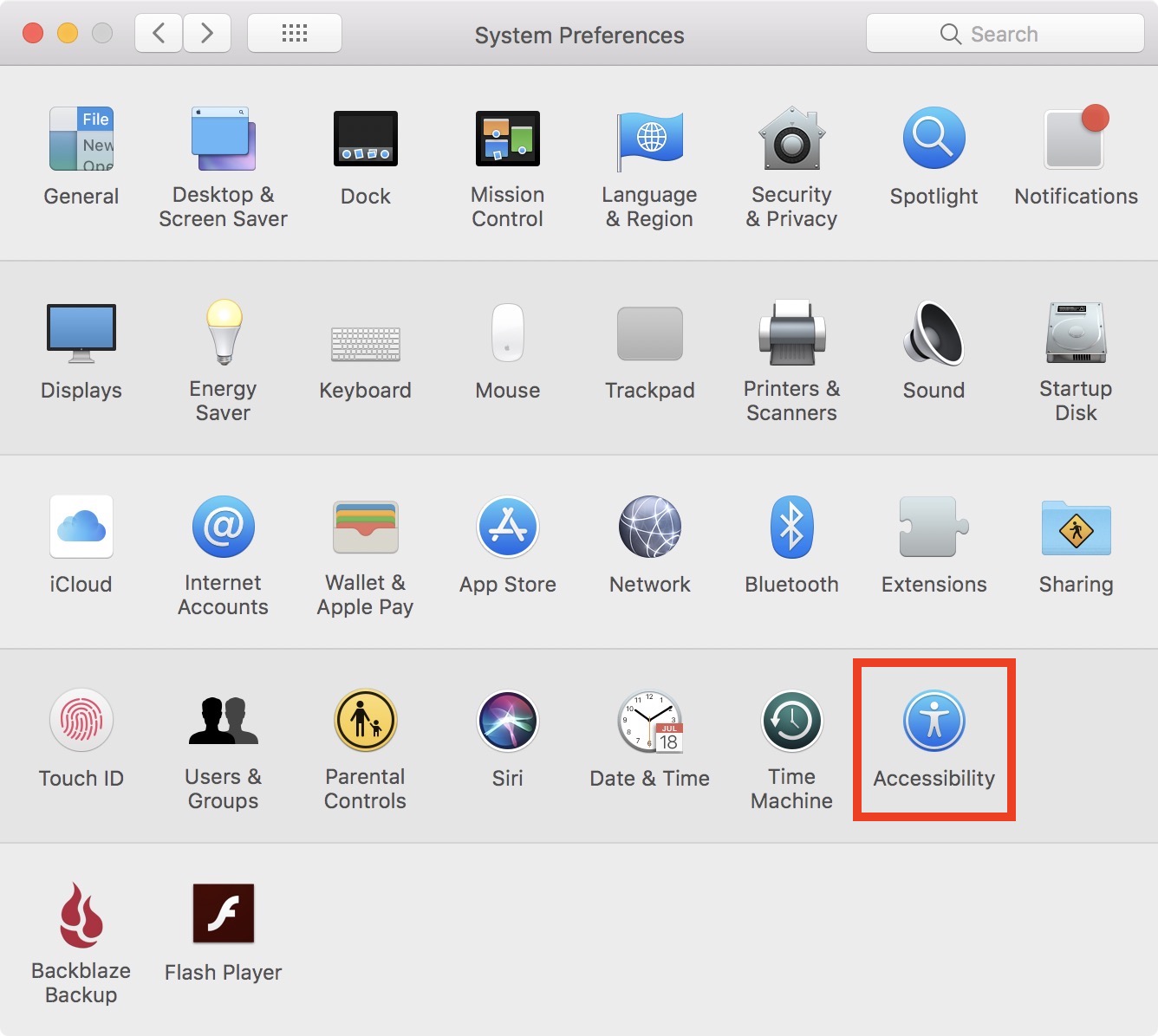 System Preferences Accessibility