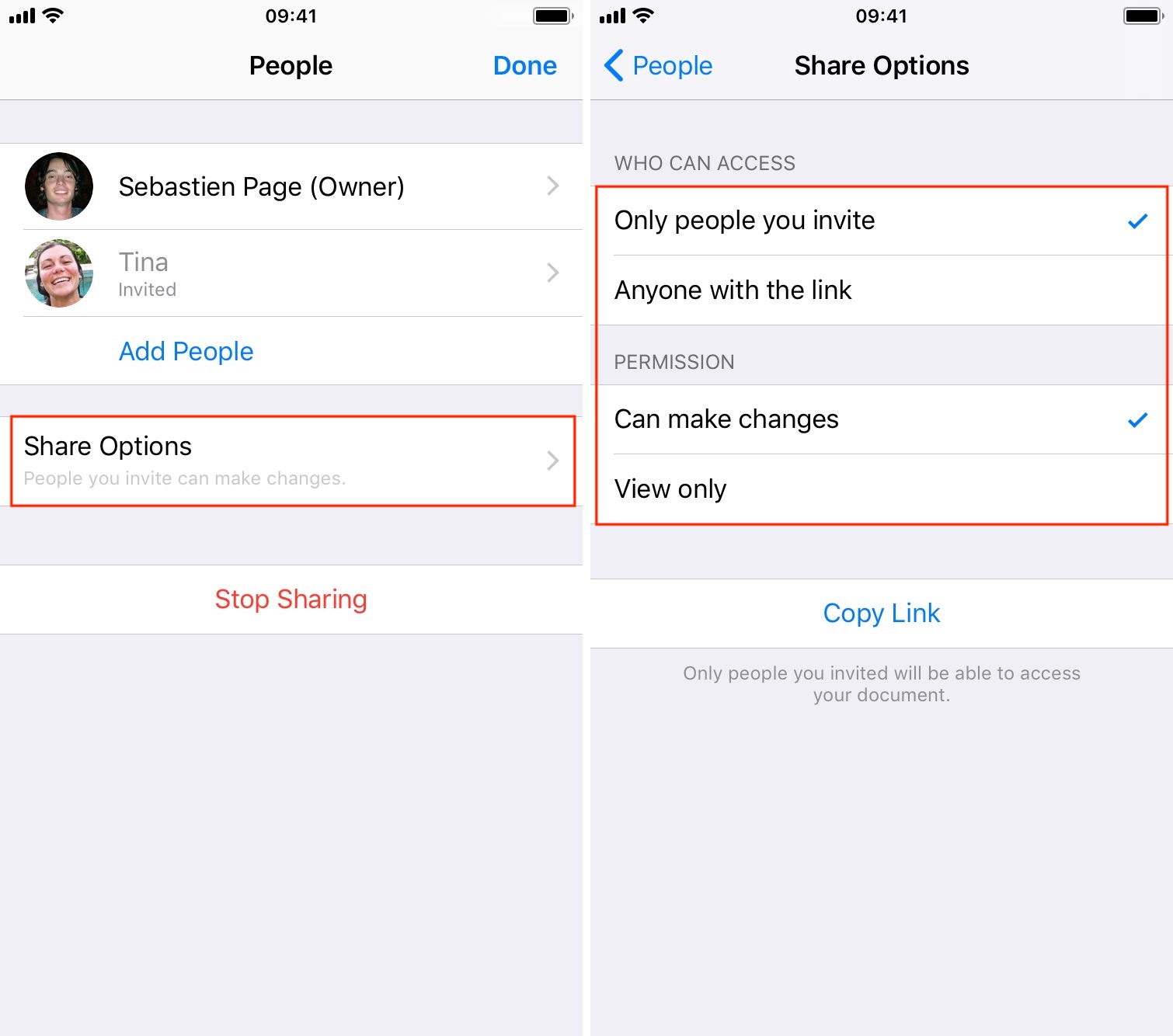 change document permission for all users on iOS