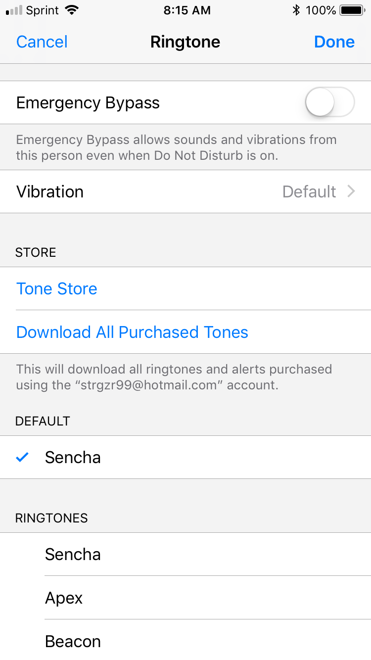 Custom Tone Options iPhone