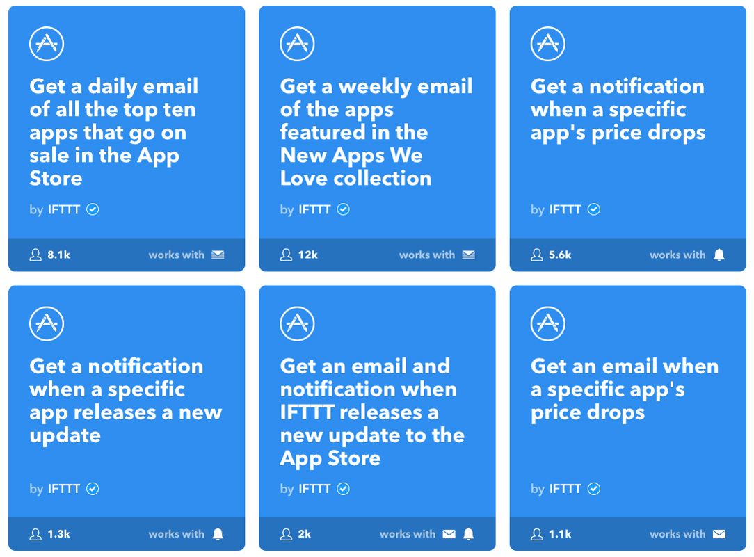 IFTTT App Store Applets