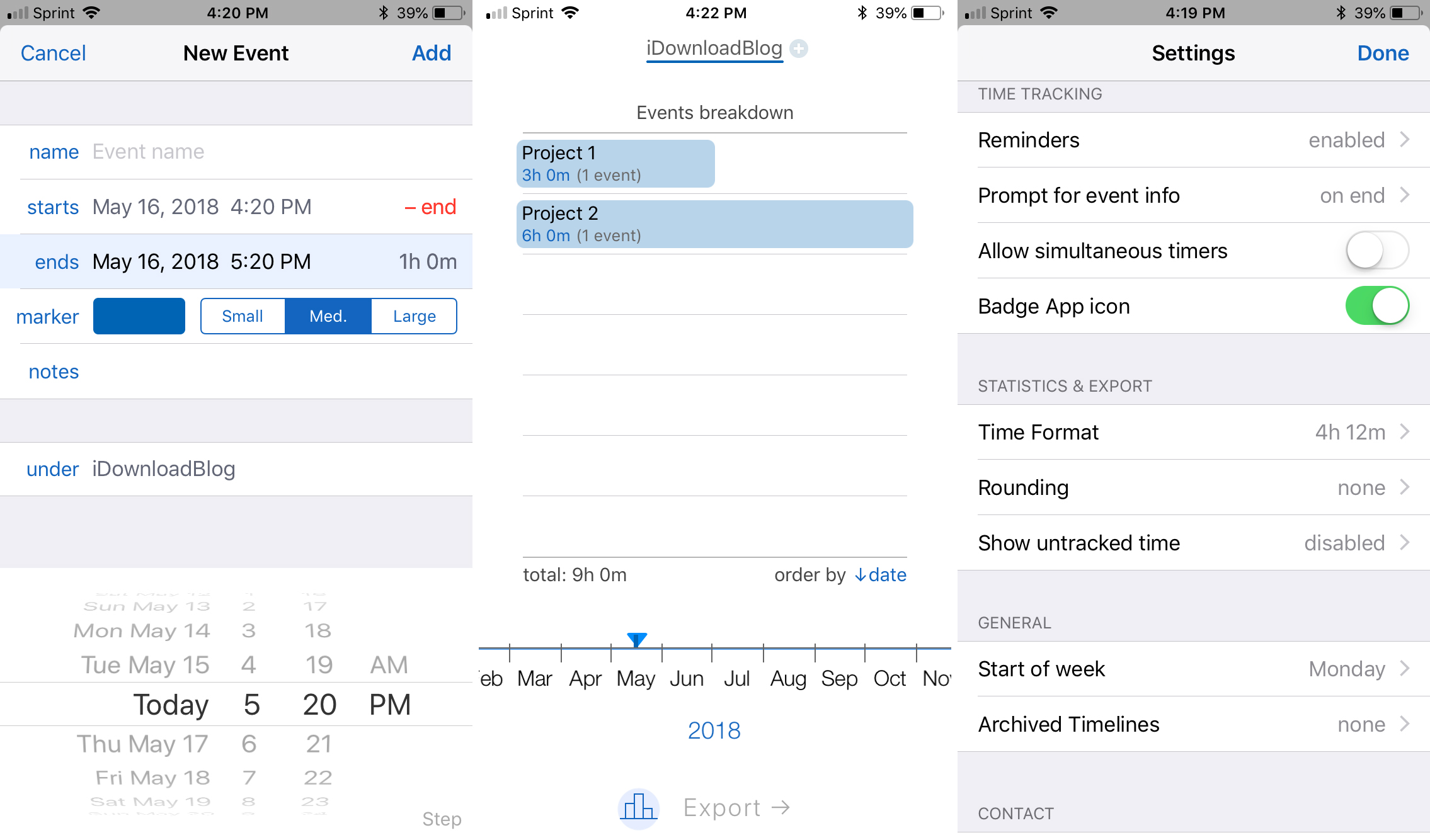 best time tracking apps iphone - timelines