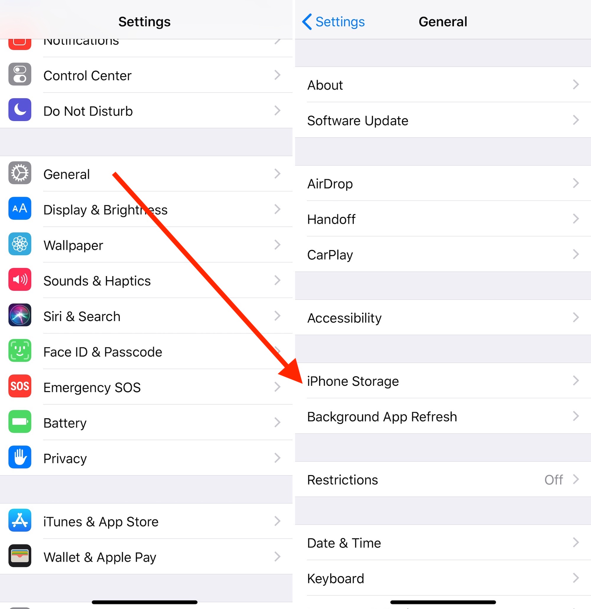 Find apps in iPhone Settings