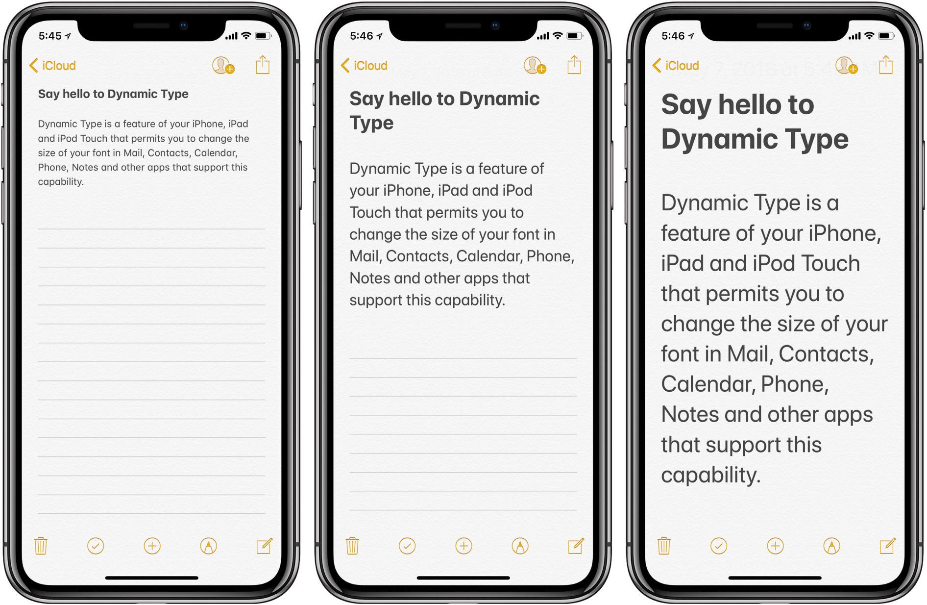 increase text size iphone - dynamic type