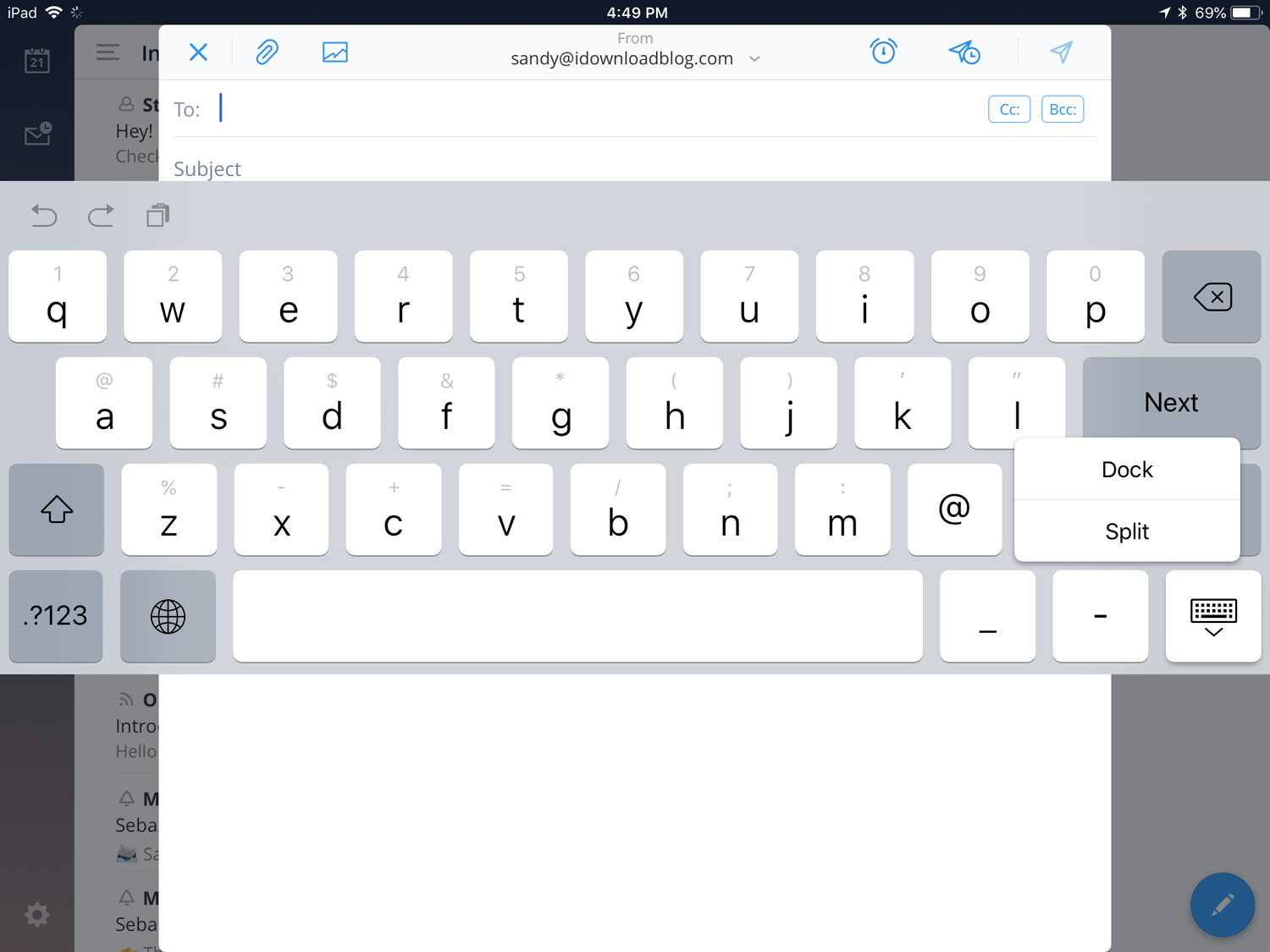 iPad Keyboard Undocked