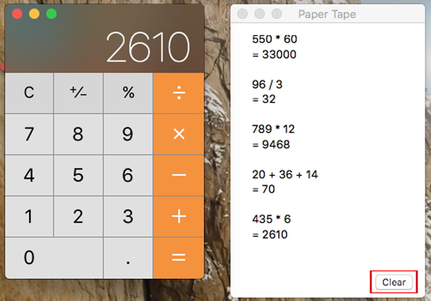 Mac Calculator App Tape Clear