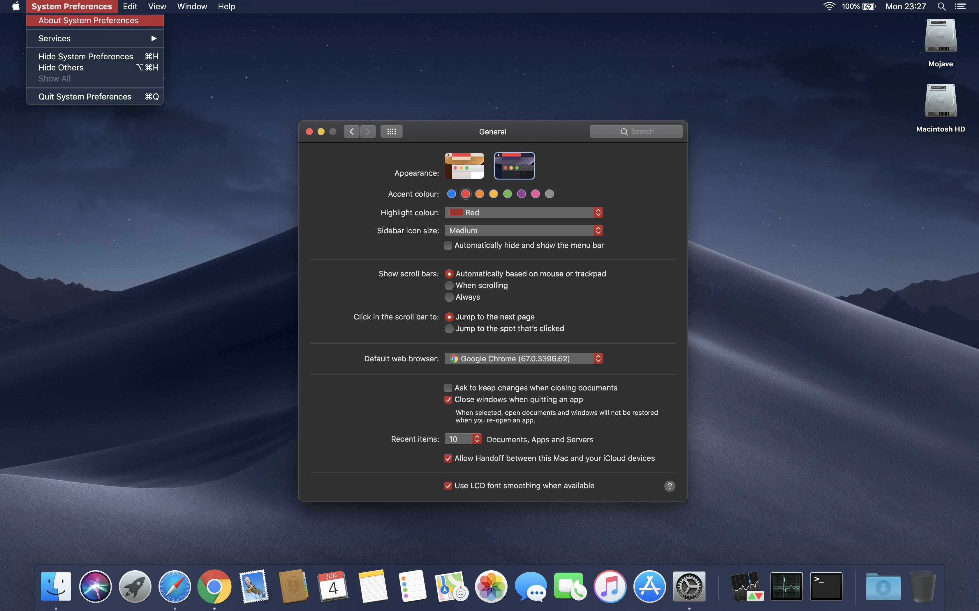 MacOS Mojave allows you to set a range of accent colors