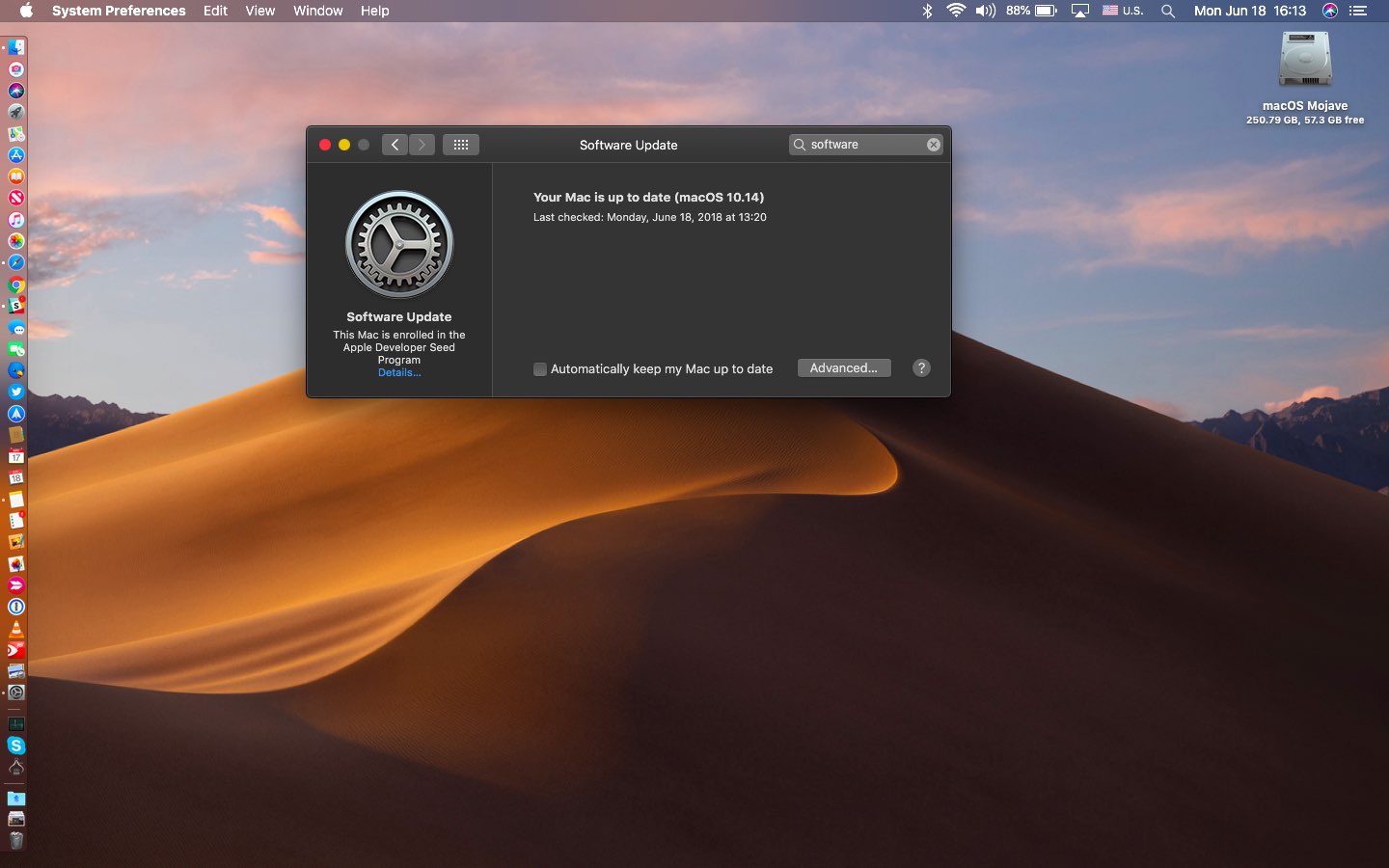The Mac Software Update window on macOS Mojave