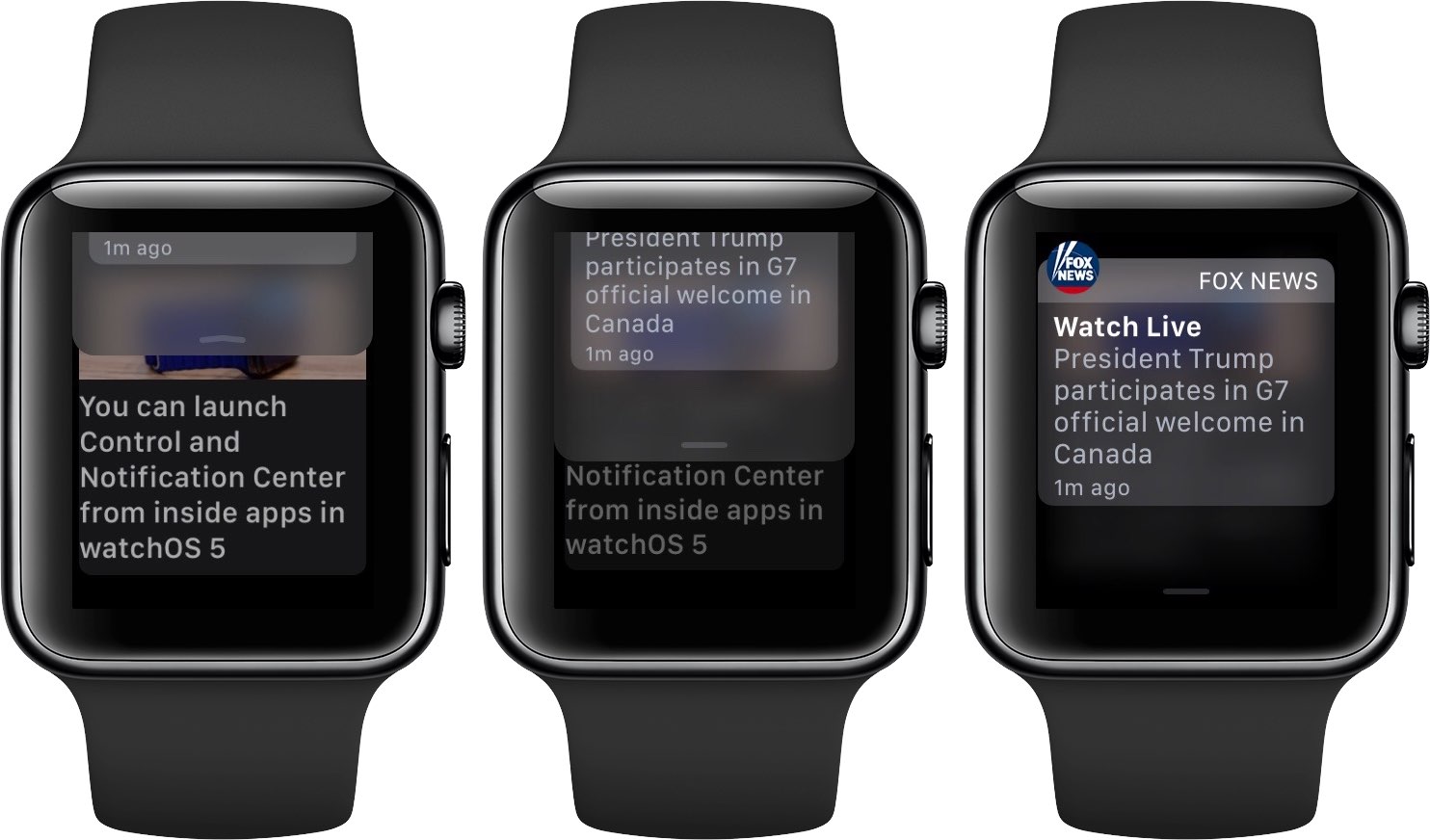Opening Notification Center on Apple Watch while using the FoxNews app