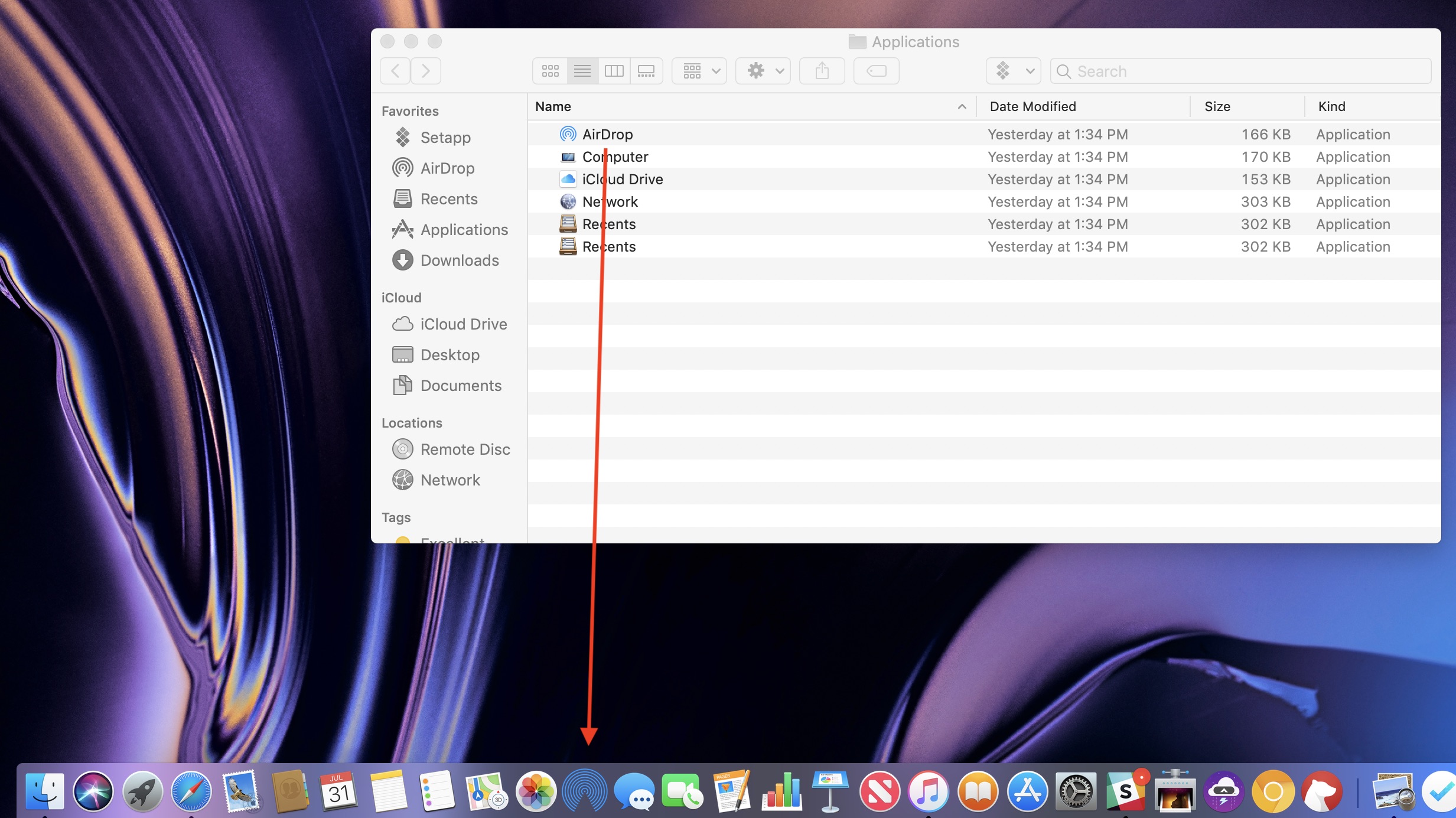 add airdrop to Mac dock