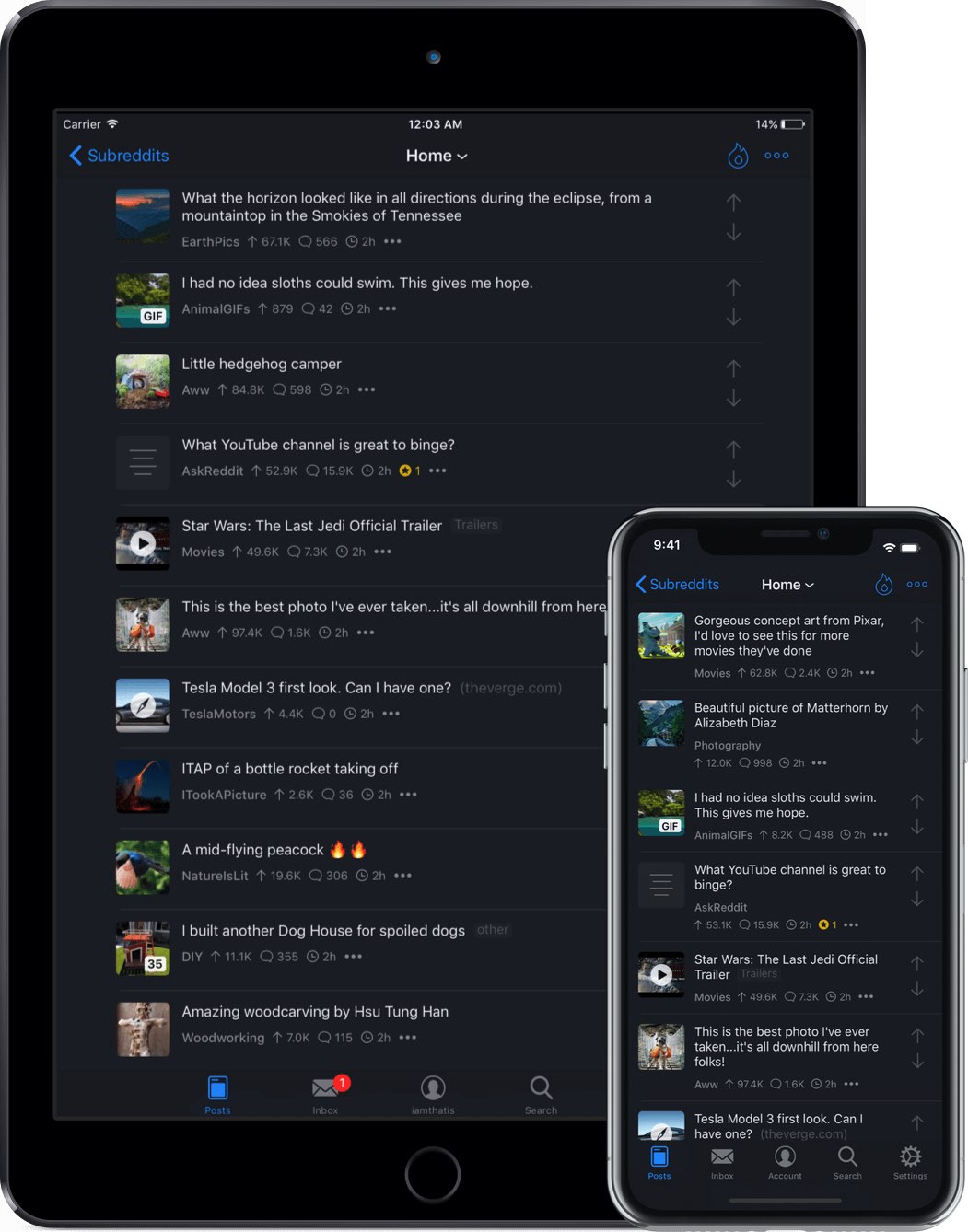 Apollo for Reddit lets you switch between Dark and Light theme, the latter available in a supercharged form, called Pure Black Dark Mode