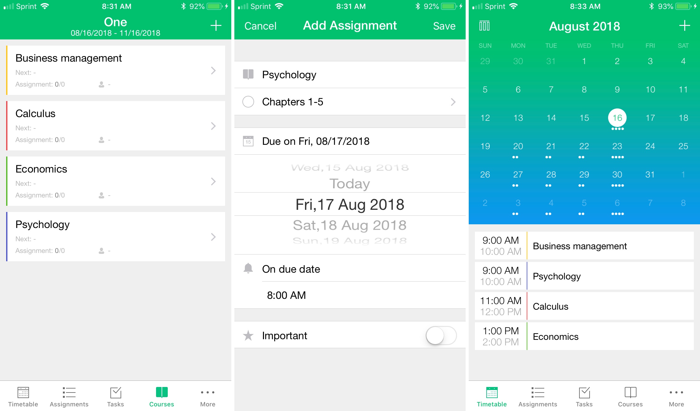 Pocket Schedule Planner iPhone