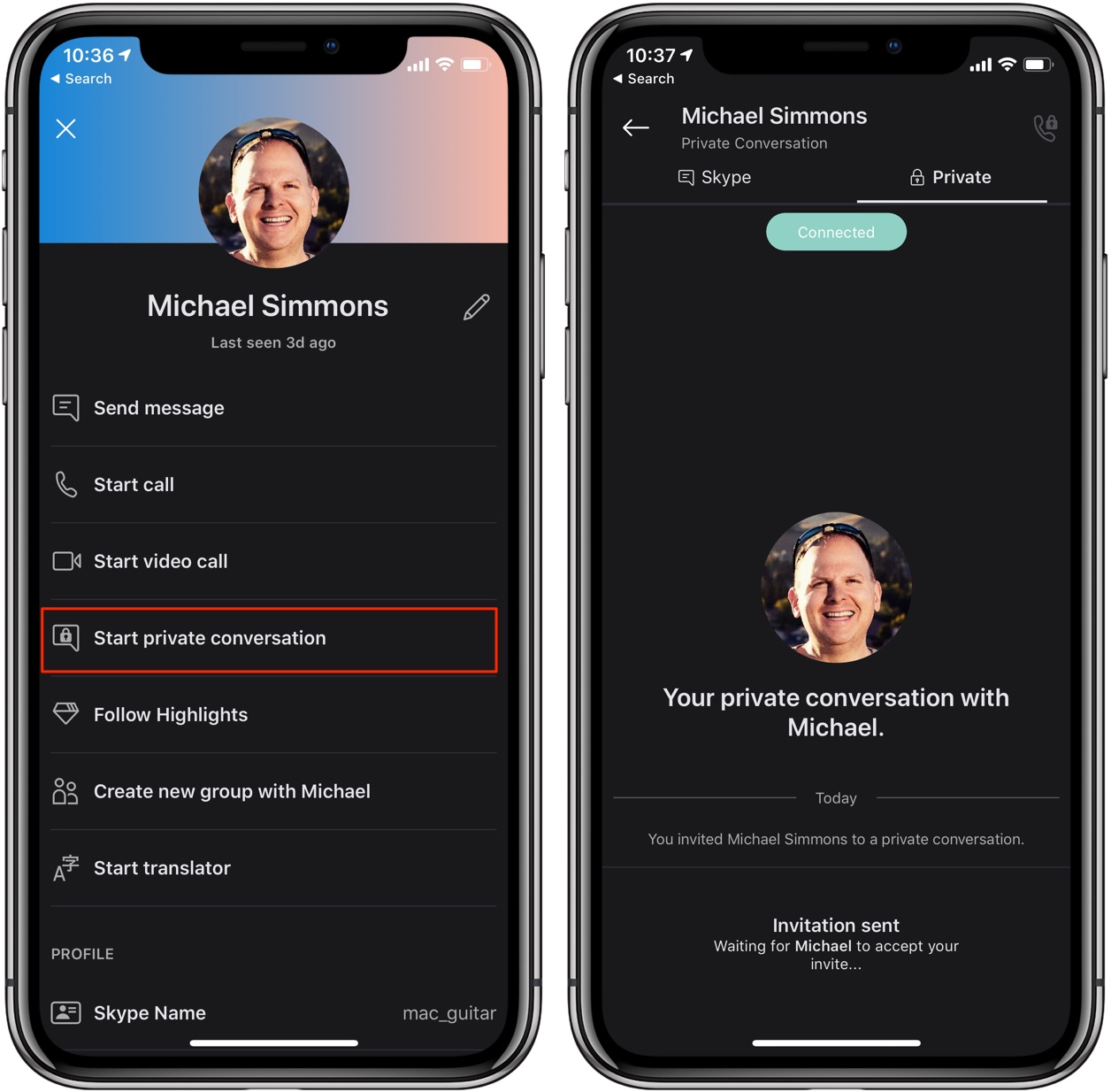 howto skype encryption start private conversation in iPhone app