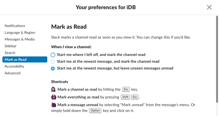 Slack on Mac Mark as Read