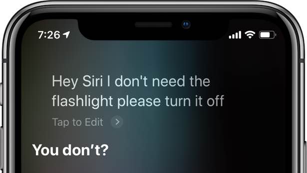 Siri flashlight unrecognized command