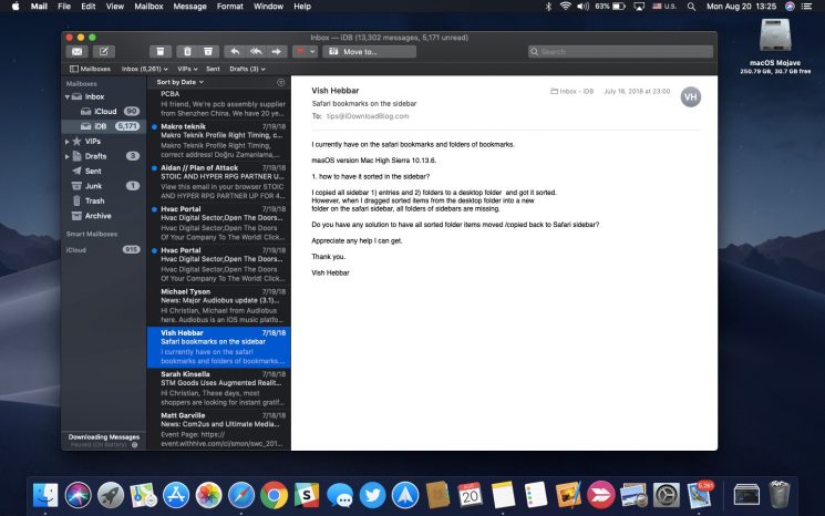 macos Mojave: how to switch between Dark and Light Mode in Mail