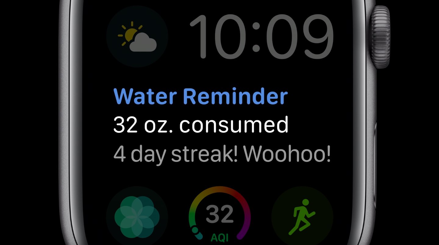 Apple Watch complications on Series 4 can also display rich text information in place of an image at the center of the watch face