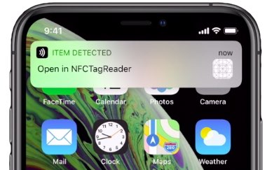 Apple iPhone Xs Core NFC Background Tag Reading: notification