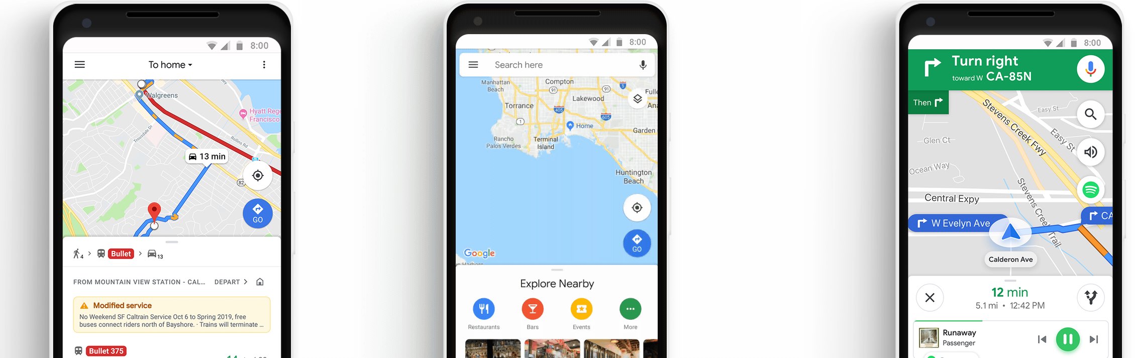 Google Maps commute screenshots