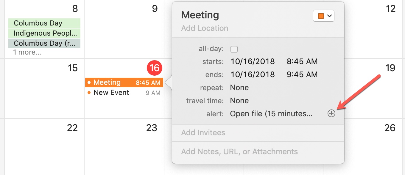 Mac Calendar New Event For File Alert Add
