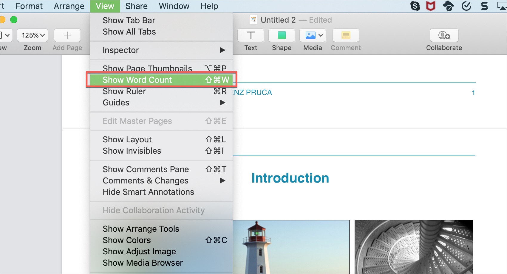 How to find Word Count in Pages on Mac