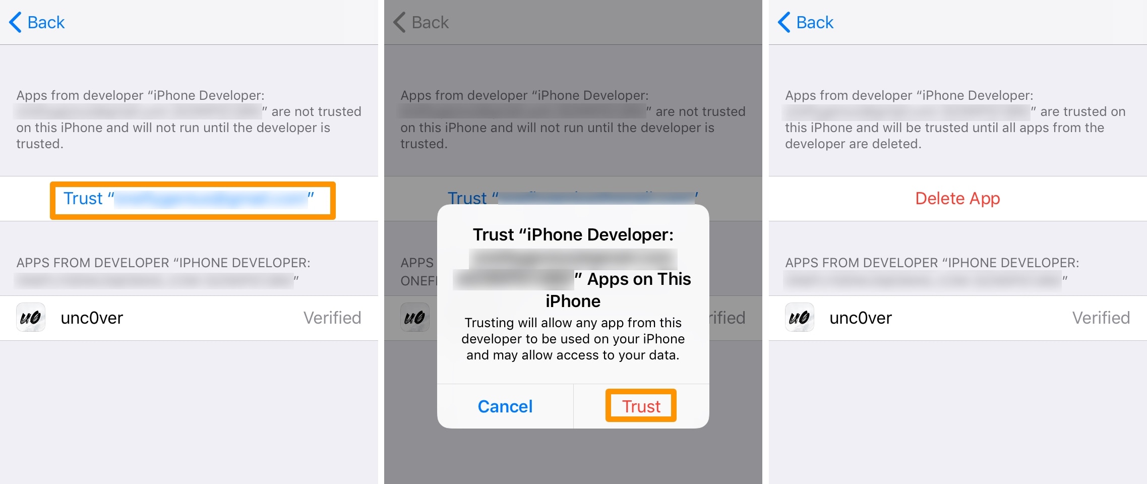 jailbreak iOS 11.0-11.4 beta 3 za pomocą unc0ver, krok 4
