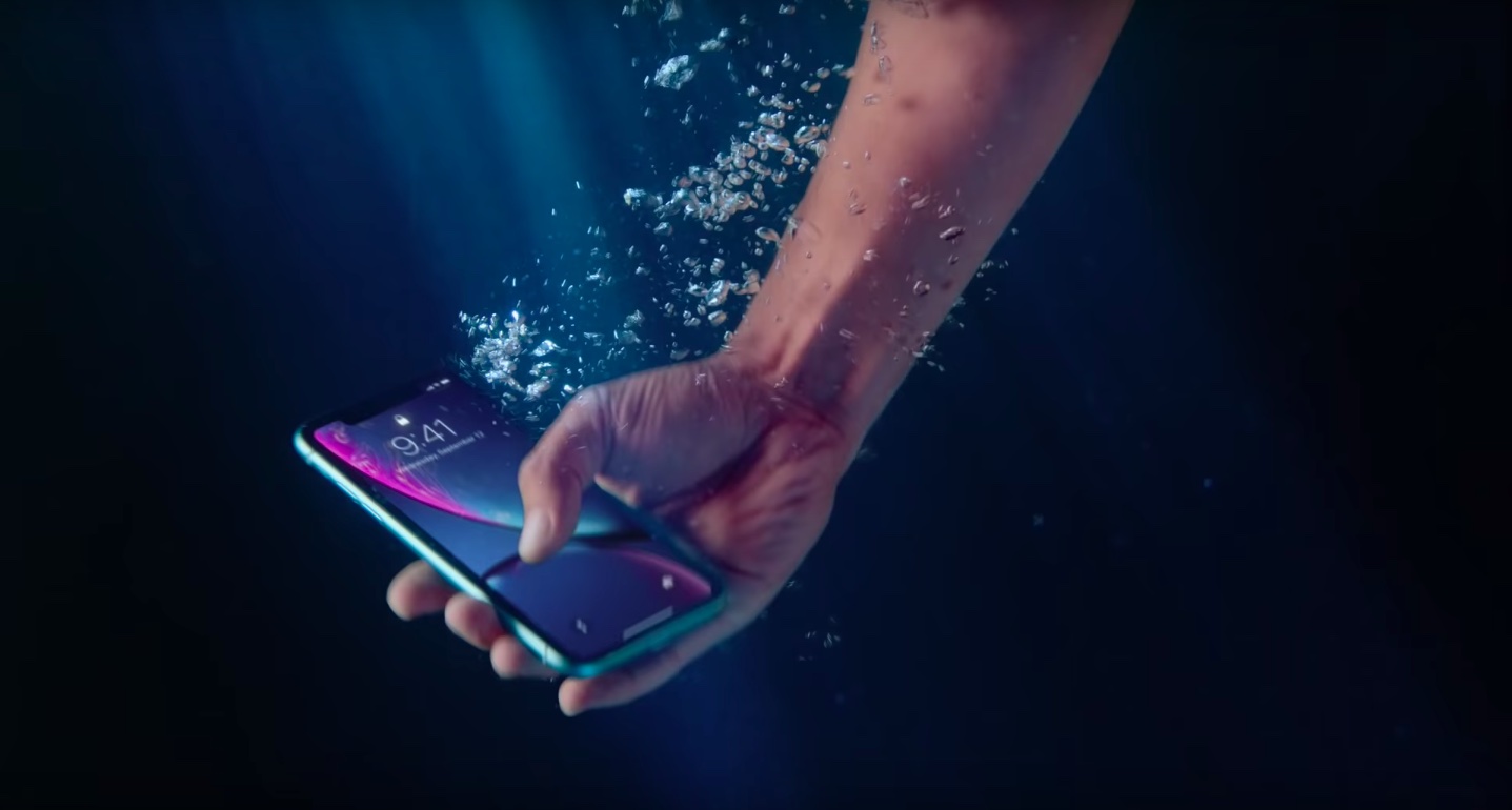 Holding an iPhone under water