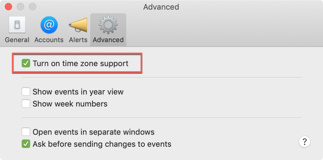 Calendar Enable Time Zone Support