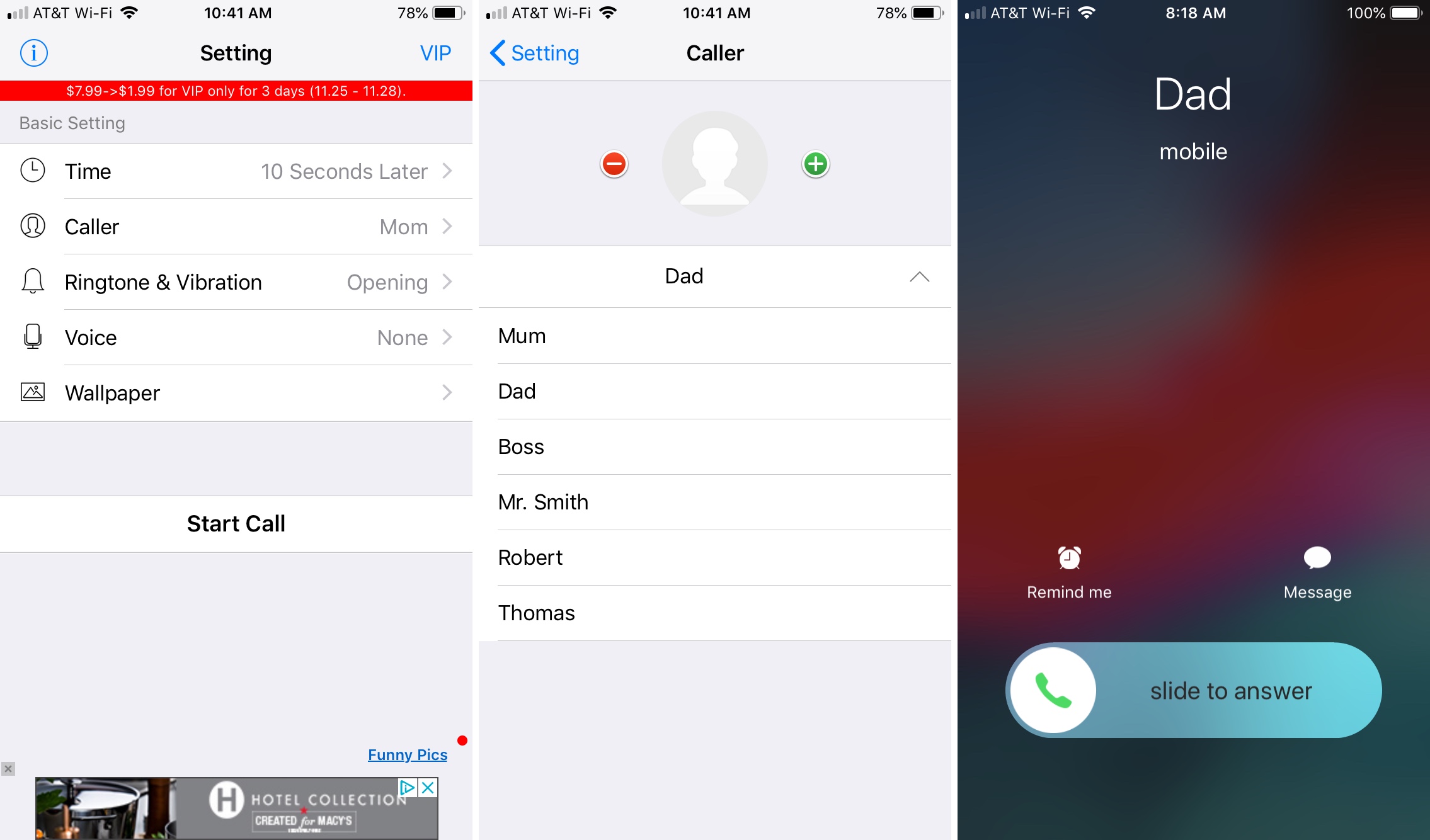 Fake Call Plus Settings and Call iPhone