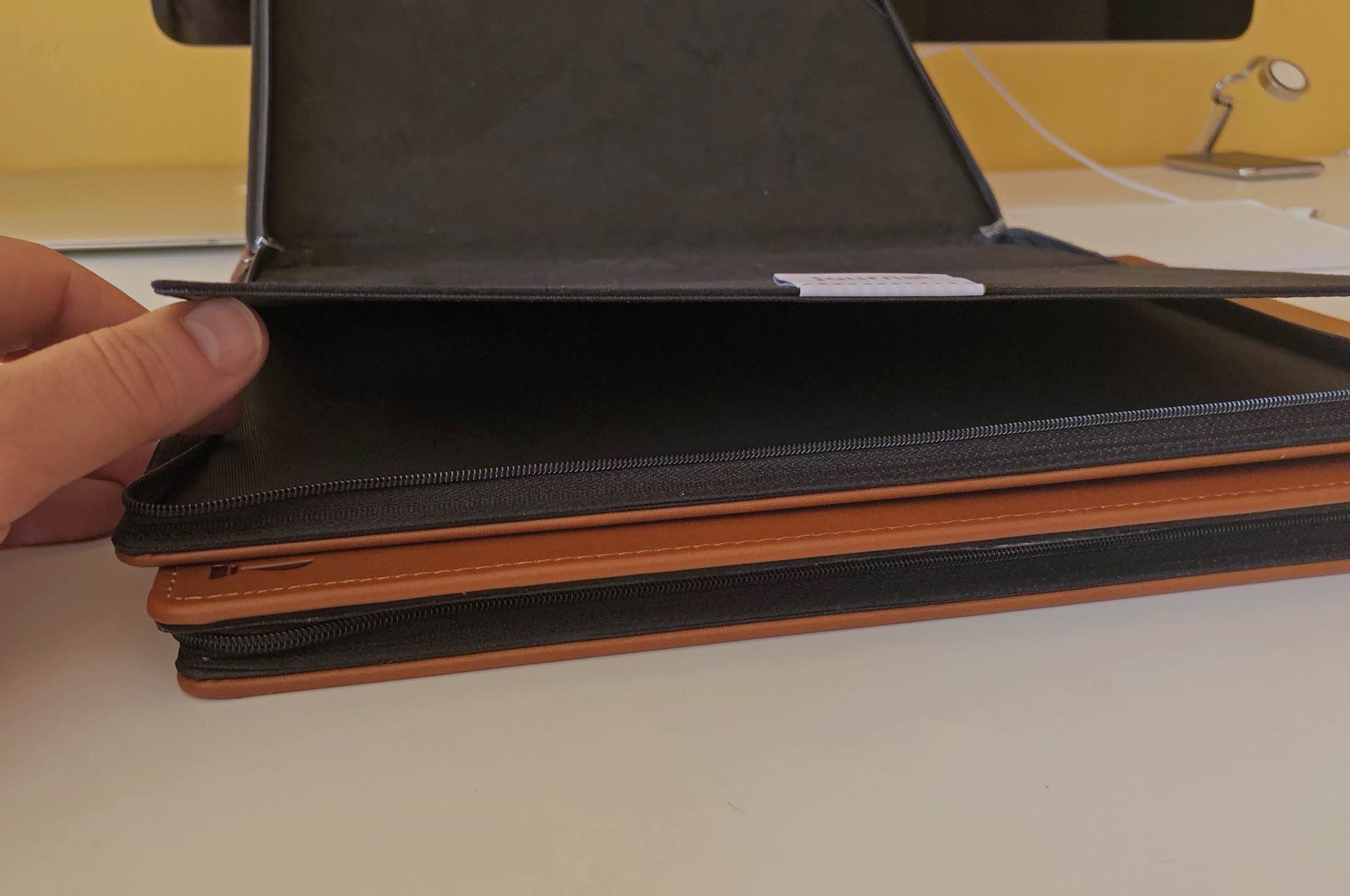 Twelve South's leather cases for MacBooks feature a hidden pocket for paperwork