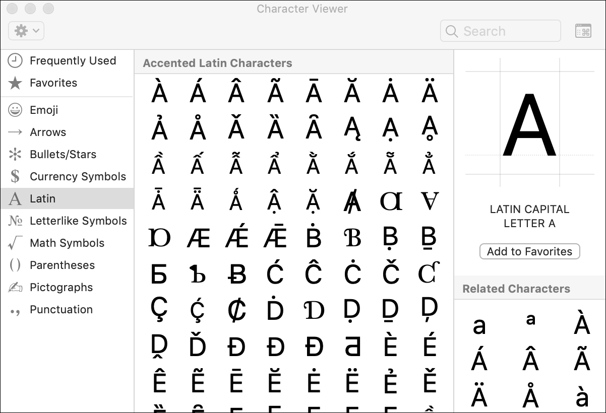 type accents on mac with Character Viewer