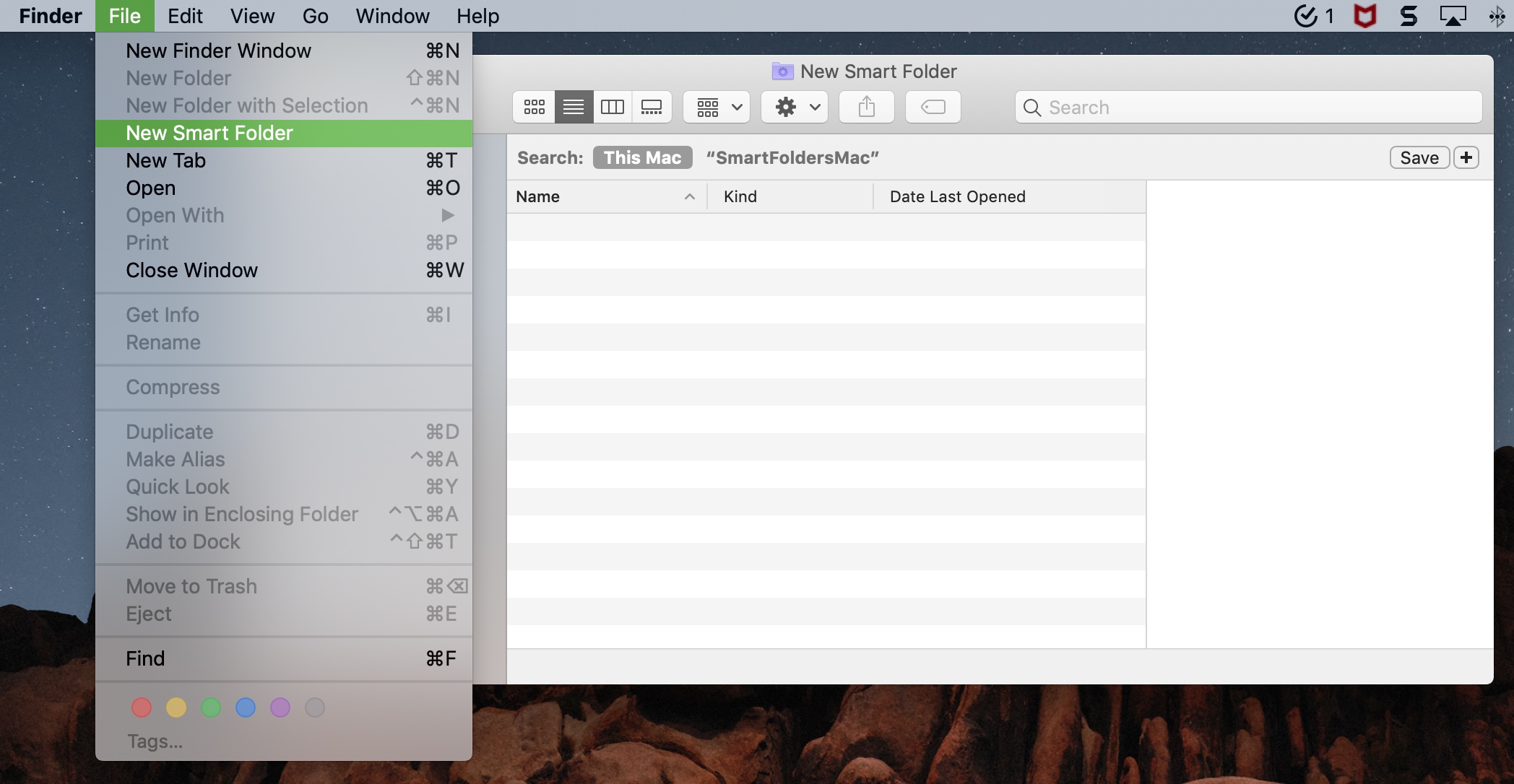 Create New Smart Folder on Mac