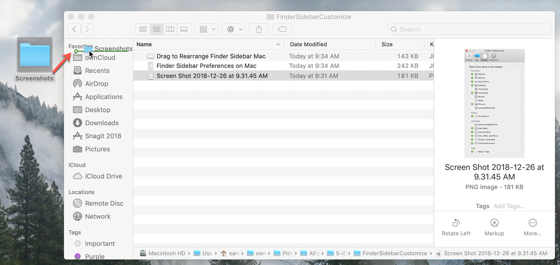 Drag Folder to Finder Sidebar on Mac
