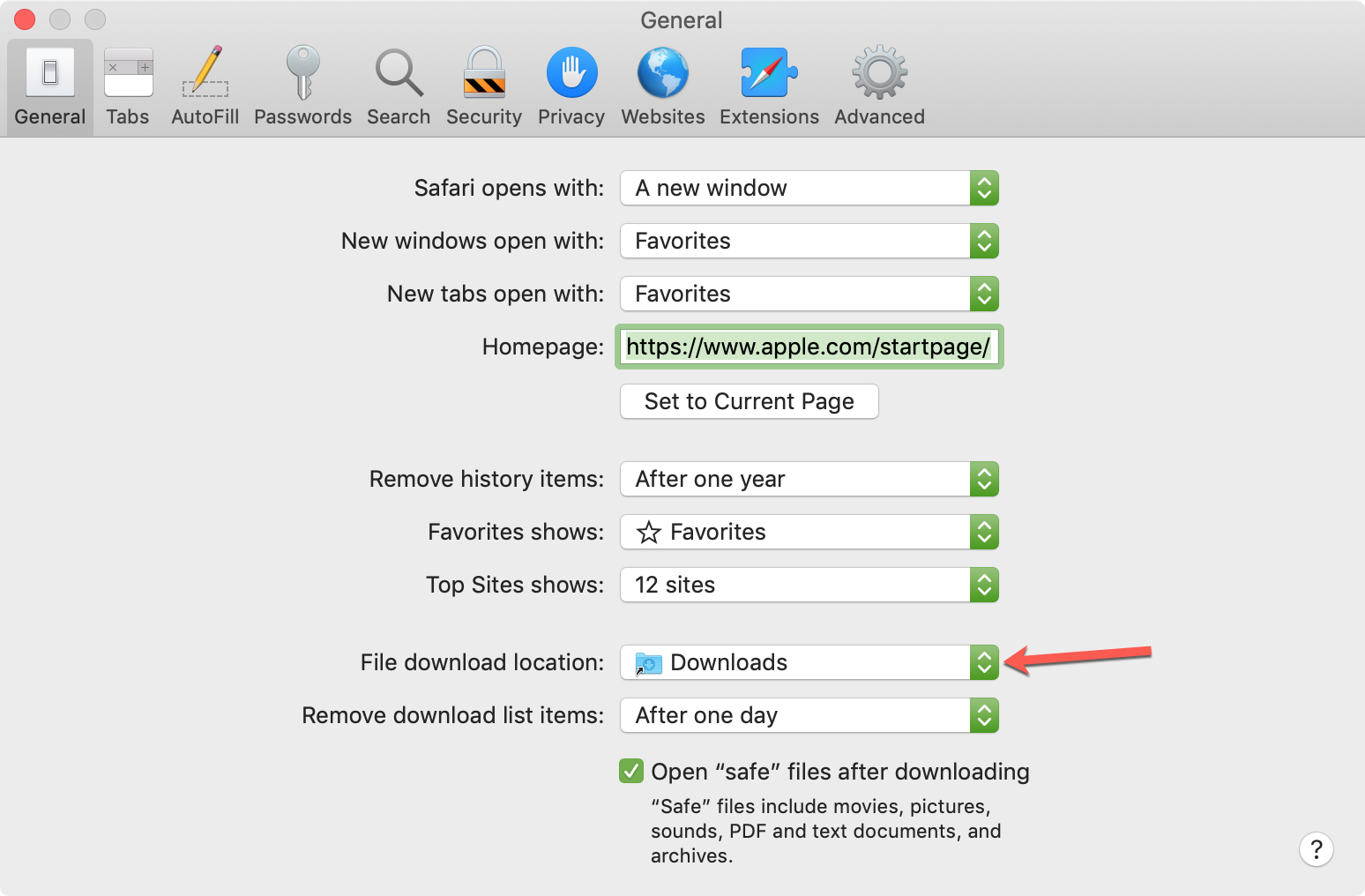 File Download Location Safari on Mac