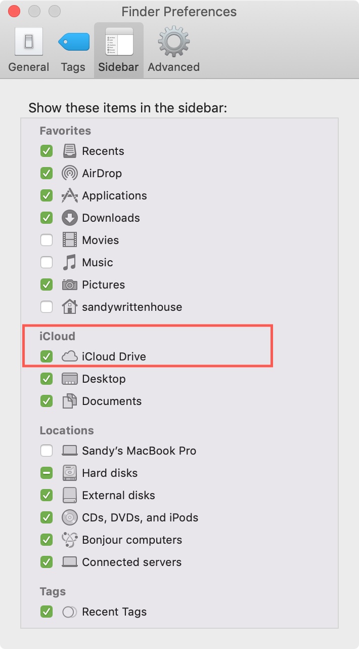 Finder Sidebar Add iCloud Drive Mac