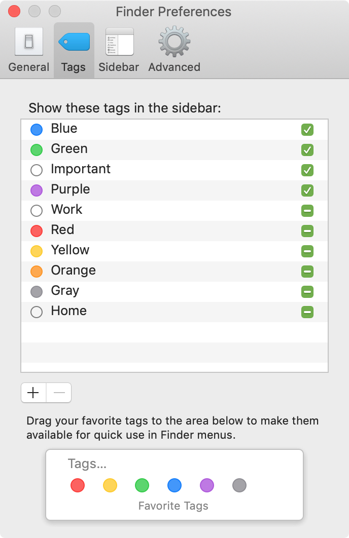 Finder Sidebar Tags on Mac