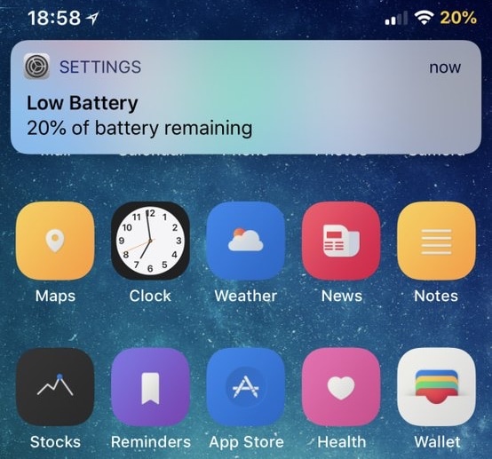 This tweak iOS' low battery pop-ups into banner notifications
