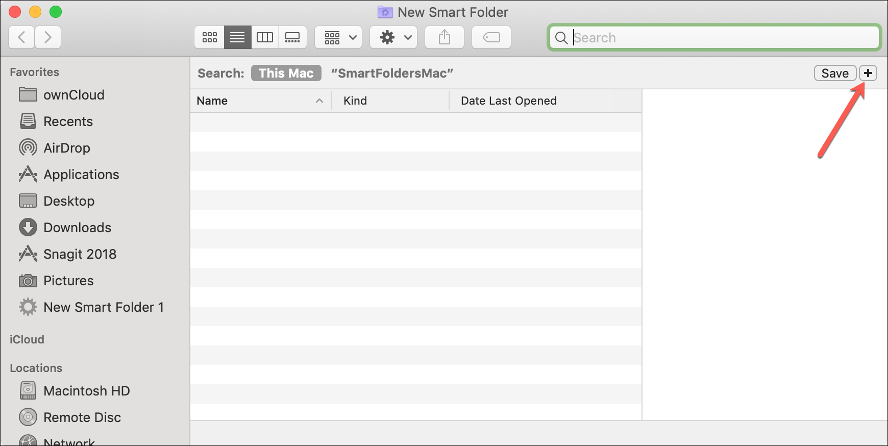 New Smart Folder Window Mac