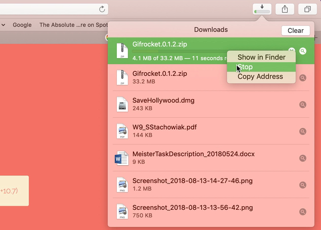 Pause Download Safari on Mac