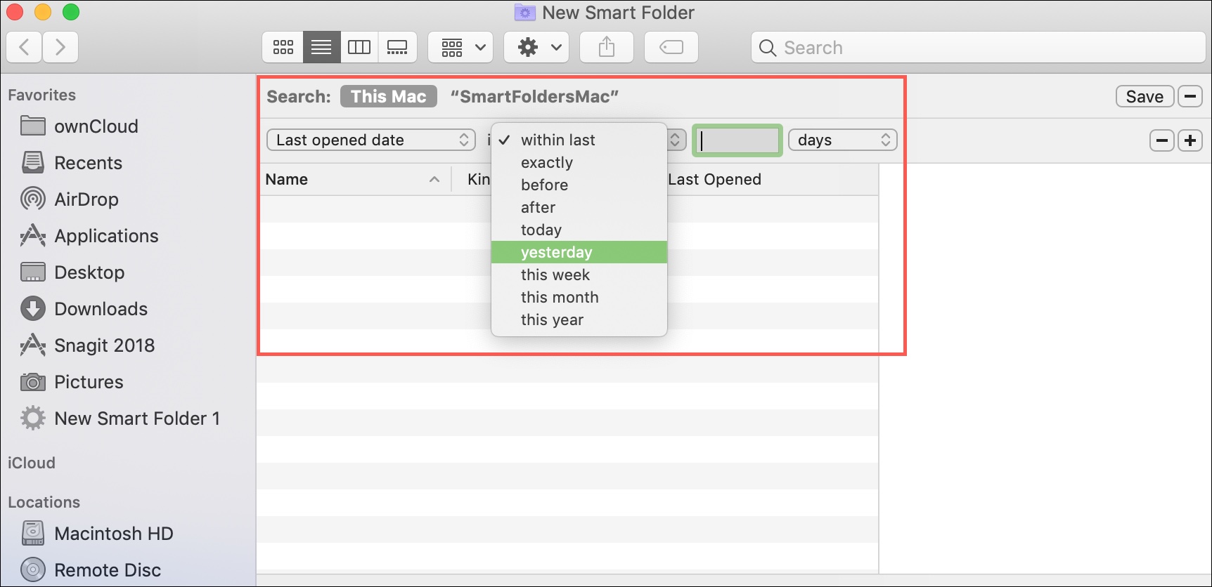 Smart Folder for Last Opened Date