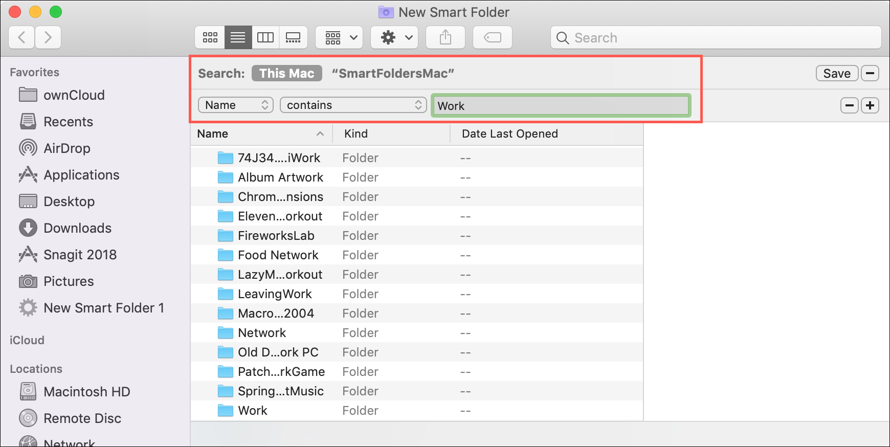 Smart Folder for Name
