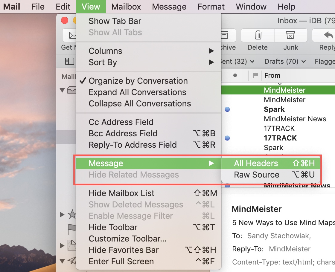 View All Headers Mac Mail